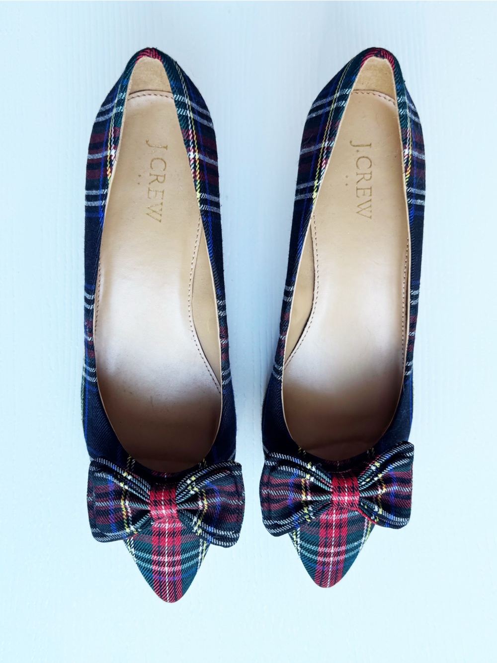 J.Crew Factory Esme Tartan Plaid Bow Kitten Heel Pumps Size 8 - Picture 3 of 12